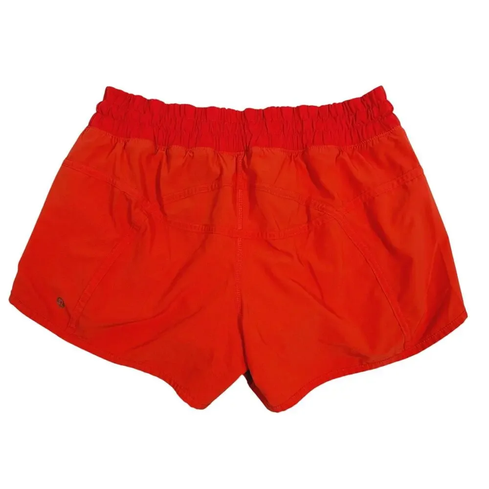 Lululemon Track That Lined Shorts Size 8 Red Orange Running Athletic Gym Sporty